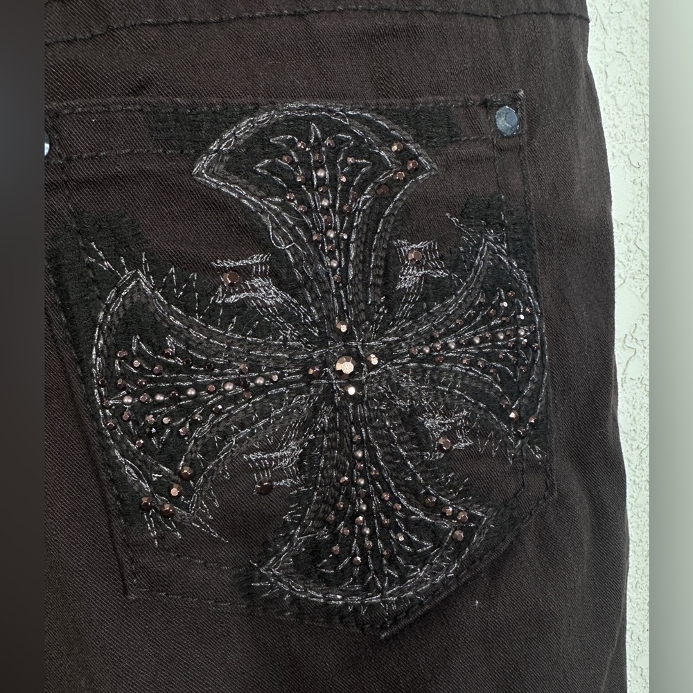 Code Bleu Annette Jeans | Size 14/31 | Brown Embellished Pockets | Stretch Fit - Picture 3 of 8